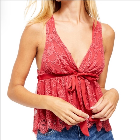 Free People Tops - Free people chante lace tank in frenchie kiss